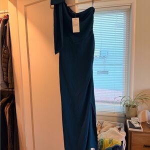 Elegant Teal One-Shoulder Dress